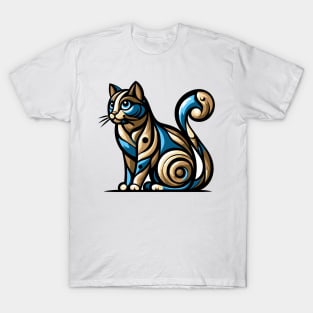 Pop art cat illustration. cubism cat illustration T-Shirt